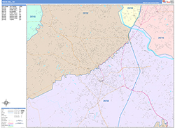 Rock Hill Wall Map Color Cast Style 2026